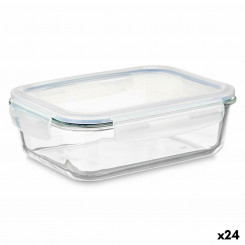 Lunch box Transparent Silicone Borosilicate Glass 640 ml 18,3 x 6,2 x 13,7 cm (24 Units)