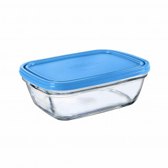 Прямоугольная коробочка для завтрака с крышкой Duralex Freshbox Синий 1,1 L