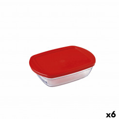 Nelinurkne Kaanega Lõunasöögikarp Ô Cuisine Cook & Store Punane 1,1 L 23 x 15 x 6,5 cm Silikoon Klaas (6 Ühikut)