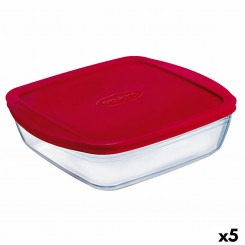 Квадратный ланч-бокс с крышкой Ô Cuisine Cook&store Ocu Красный 2,5 л 28 x 20 x 8 см Силиконовое стекло (5 шт.)