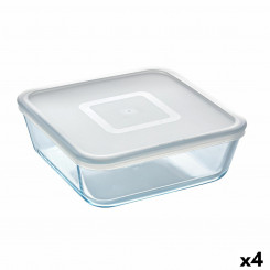 kandiline lõunasöögi karp kaanega Pyrex Cook & Freeze 2 L 19 x 19 cm Läbipaistev Silikoon Klaas (4 Ühikut)