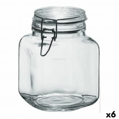 Glass jar Borgonovo 33211 Hermetic Transparent 1.7 L 12 x 12 x 17 cm (6 Units)