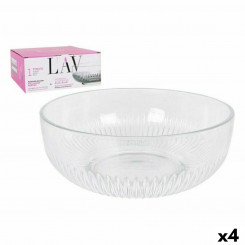 Salad bowl LAV CP112-1 Transparent Crystal 23 x 23 x 10 cm (4 Units) (2600 cc) (ø 23 x 9.4 cm)