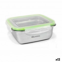 airtight lunch box Quttin Square Stainless steel 1.2 L 18 x 18 x 7 cm (12 Units)