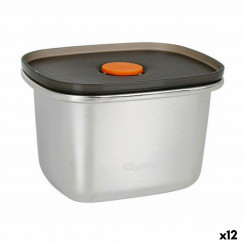 airtight lunch box Quttin 450 ml Stainless steel Rectangular 11.6 x 9.4 x 7 cm (12 Units)