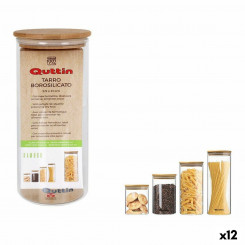 Jar Quttin Bamboo Borosilicate Glass Silicone 1.25 L 10.2 x 22.8 cm (12 Units) (9.5 x 21 cm)