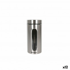 Jar Quttin Transparent Silver Glass Steel 1.5 L 10 x 10 x 22.8 cm (12 Units)