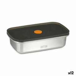 hermetic lunch box Quttin Stainless steel Rectangular 600 ml (12 Units)