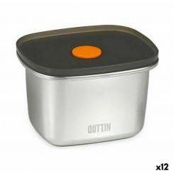airtight lunch box Quttin Stainless steel Rectangular 450 ml 11.6 x 9.4 x 7 cm (12 Units)