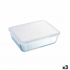 Rectangular Lunch Box with Lid Pyrex Cook&freeze 28 x 23 x 10 cm 4.2 L Transparent Glass Silicone (3 Units)