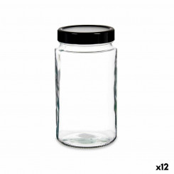 Баночка черная прозрачная стеклянная полипропиленовая (2 л) (12 шт.)