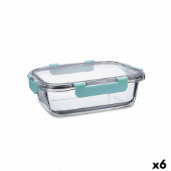 hermetic lunch box Quid Purity Rectangular 1.04 L Clear Glass (6 Units)