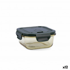 airtight lunch box Bidasoa Infinity Square 520 ml Yellow Glass (12 Units)