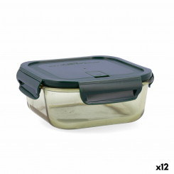 airtight lunch box Bidasoa Infinity Square 1.1 L Yellow Glass (12 Units)