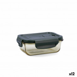 airtight lunch box Bidasoa Infinity Rectangular 370 ml Yellow Glass (12 Units)