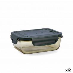 airtight lunch box Bidasoa Infinity Rectangular 630 ml Yellow Glass (12 Units)