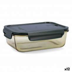 airtight lunch box Bidasoa Infinity Rectangular 1.5 L Yellow Glass (12 Units)