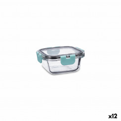 airtight lunch box Quid Purity Square 310 ml Transparent Glass (12 Units)