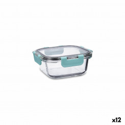 airtight lunch box Quid Purity Square 530 ml Transparent Glass (12 Units)