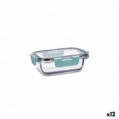 airtight lunch box Quid Purity Rectangular 370 ml Transparent Glass (12 Units)
