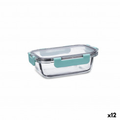 airtight lunch box Quid Purity Rectangular 630 ml Transparent Glass (12 Units)