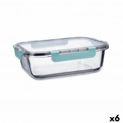 airtight lunch box Quid Purity Rectangular 1.5 L Transparent Glass (6 Units)