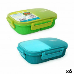 airtight lunch box ThermoSport 3 Compartments Rectangular 900 ml (6 Units)