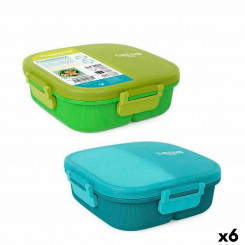 airtight lunch box ThermoSport 3 Compartments Square 900 ml (6 Units)
