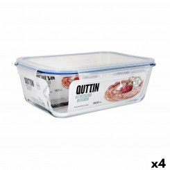 airtight lunch box Quttin Transparent Rectangular 5.6 L (4 Units)