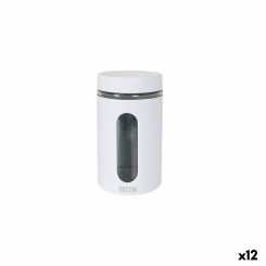 Jar Quttin White Glass Steel 1 L 10 x 10 x 17.5 cm (12 Units)