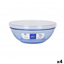 round lunch box with lid Duralex Crystal Blue Ø 20.5 cm (4 Units)  