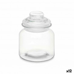 Jar Transparent Glass 600 ml (12 Units) With Lid
