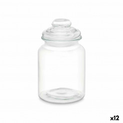 Jar Transparent Glass 900 ml (12 Units) With Lid