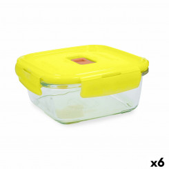 airtight lunch box Luminarc Pure Box Holy Yellow Glass Square 1.22 L (6 Units)