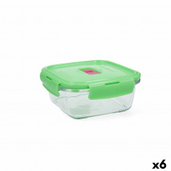 hermeetiline lõunasöögi karp Luminarc Pure Box Holy Roheline Klaas Kandiline 760 ml (6 Ühikut)
