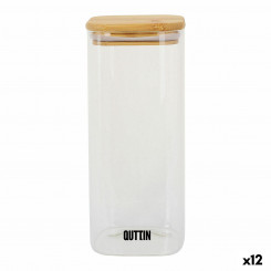 Food storage box Quttin Bamboo Borosilicate glass Square 1 L (12 Units)