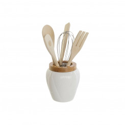 container for kitchen utensils DKD Home Decor White Bamboo Porcelain 10.5 x 10.5 x 12 cm 6 Pieces, parts
