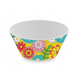 Salad bowl Versa Yellow Polyethylene RPET Ø 10.9 cm Kwiaty