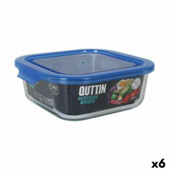 square lunch box with lid Quttin Blue 1.1 L (6 Units)