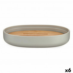 Soap dish Grey Brown Bamboo polypropylene 9,5 x 2,5 x 13 cm (6 Units)
