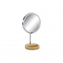 Увеличительное зеркало со светодиодной подсветкой DKD Home Decor Серебристый бамбук (20 x 14 x 34 см)