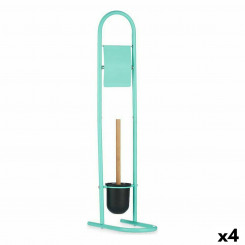 Toilet Paper Holder with Brush Stand 16 x 28,5 x 80,8 cm Metal Mint Plastic Bamboo (4 Units)