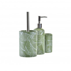 Набор для ванной DKD Home Decor 9,5 x 9,5 x 37 см Серебристый Зеленый полипропилен Тропический доломит Лист растения