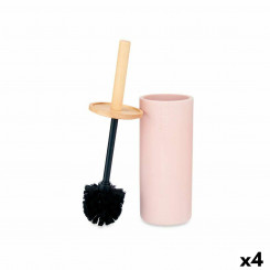 Toilet Brush Pink Wood Resin 10,2 x 38 x 10,2 cm (4 Units)
