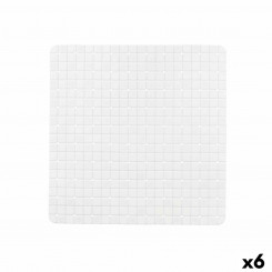 Нескользящие рамки для коврика для душа, белый ПВХ, 50,3 x 50,3 x 0,7 см (6 шт.)