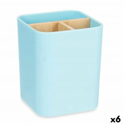 Toothbrush Holder Blue Bamboo polypropylene 9 x 11 x 9 cm (6 Units)