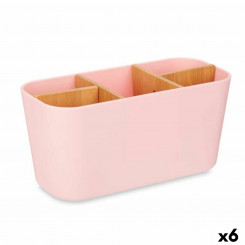 Toothbrush Holder Pink Bamboo polypropylene 21 x 10 x 9 cm (6 Units)