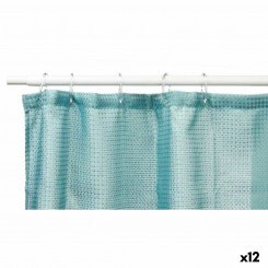 Shower Curtain Points Turquoise Green Polyester 180 x 180 cm (12 Units)