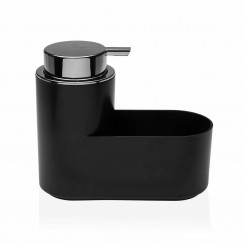 Two-in-one soap dispenser for kitchen sink Versa Black ABS polystyrene (7.5 x 14.5 x 17 cm)
