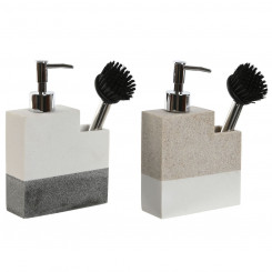Dishwashing brush with soap dispenser handle Home ESPRIT White Beige Gray 11 x 9.3 x 16.6 cm (2 Units)